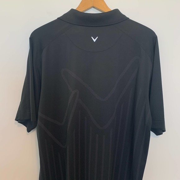 Callaway Mens Short Sleeve Golf Shirt Size Large Black Gray Printed Collared - Picture 11 of 15